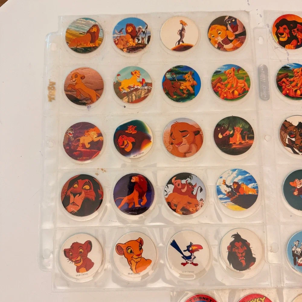 Vintage Disney Pogs Milk Caps Lot 60pc Lion King Mickey Mouse Snow White 90s Toy